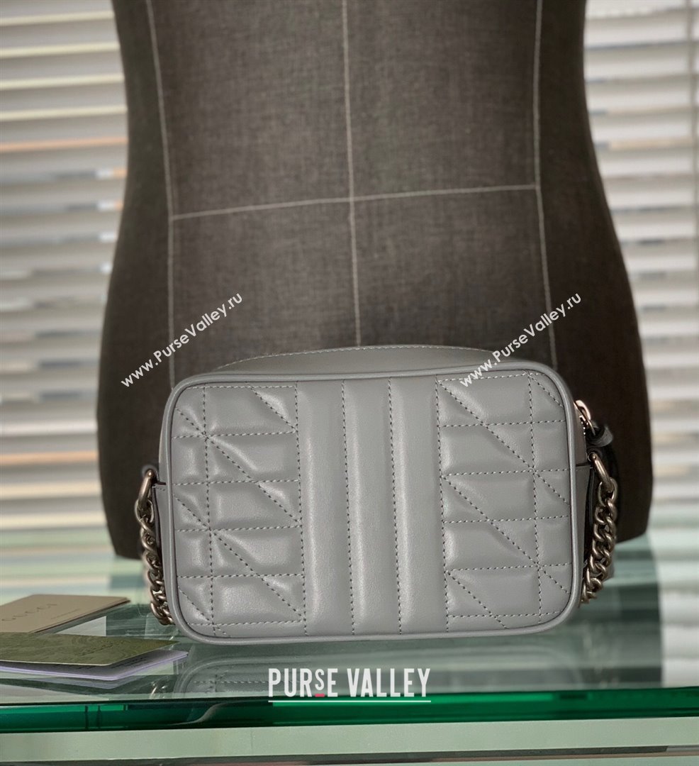 Gucci GG Marmont Geometric Leather Mini Shoulder Bag 634936 Dark Grey 2021 (DLH-21101550)