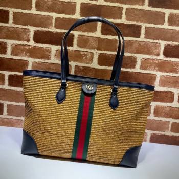 Gucci Ophidia Straw-Like Medium Tote Bag 631685 Camel Brown 2021 (DLH-21090348)