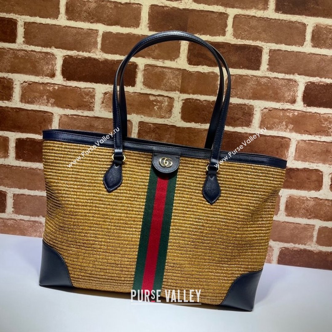Gucci Ophidia Straw-Like Medium Tote Bag 631685 Camel Brown 2021 (DLH-21090348)