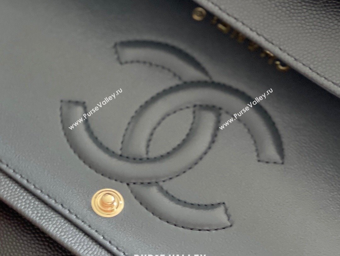 Chanel Grained Calfskin Medium Classic Flap Bag A01112 Dark Grey/Light Gold 2023 Original Quality (MHE-23121811)