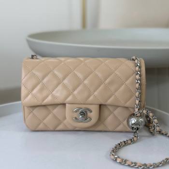 Chanel Lambskin Small Flap Bag with Entwined Ball AS1787 Apricot/Silver 2024 (SM-24040210)