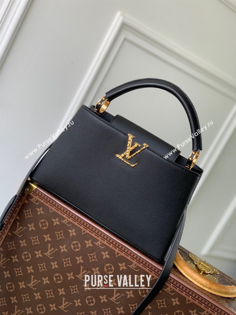 Louis Vuitton East West Capucines MM Bag in Taurillon Leather M24666 Black 2024 (K-24090713)