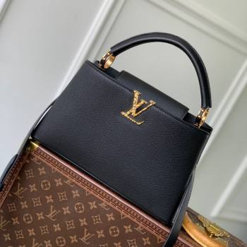 Louis Vuitton East West Capucines MM Bag in Taurillon Leather M24666 Black 2024 (K-24090713)