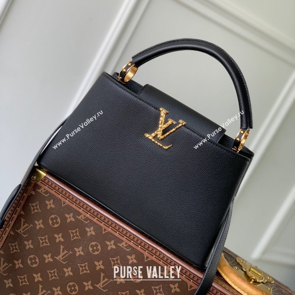 Louis Vuitton East West Capucines MM Bag in Taurillon Leather M24666 Black 2024 (K-24090713)