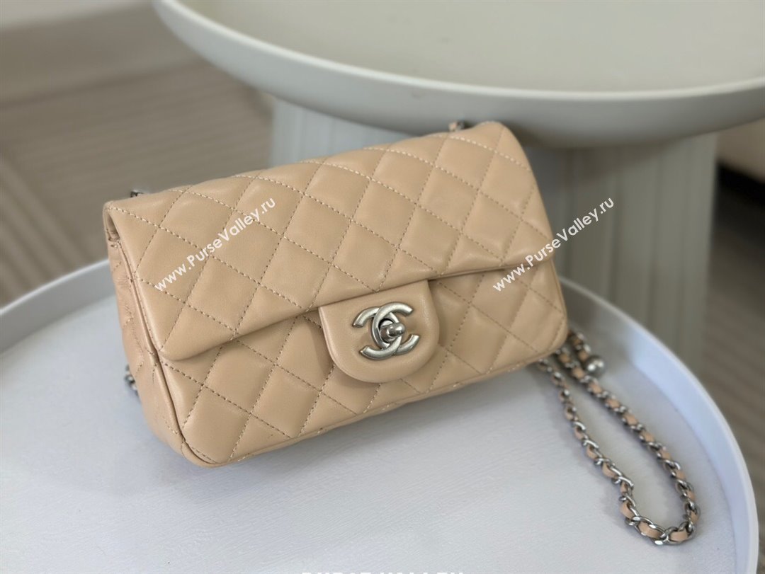 Chanel Lambskin Small Flap Bag with Entwined Ball AS1787 Apricot/Silver 2024 (SM-24040210)