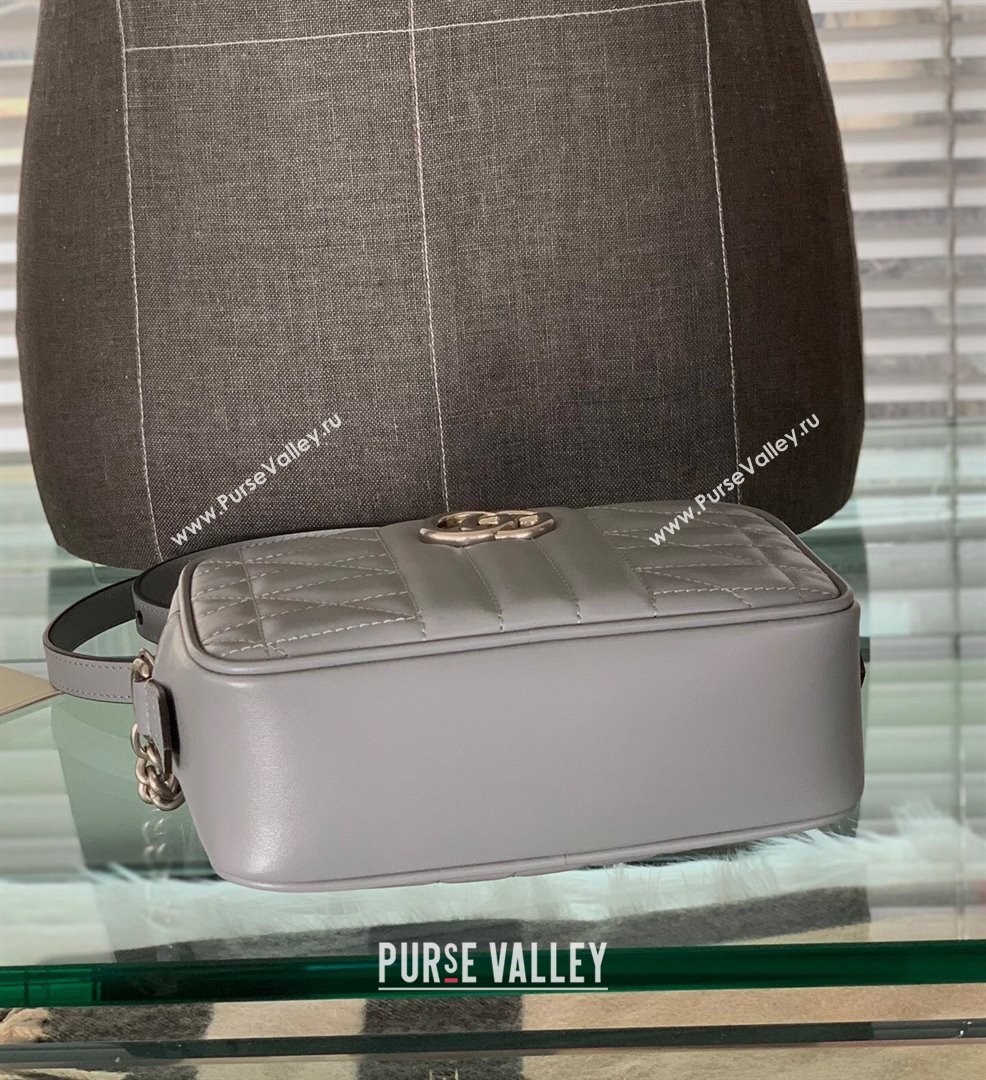 Gucci GG Marmont Geometric Leather Mini Shoulder Bag 634936 Dark Grey 2021 (DLH-21101550)