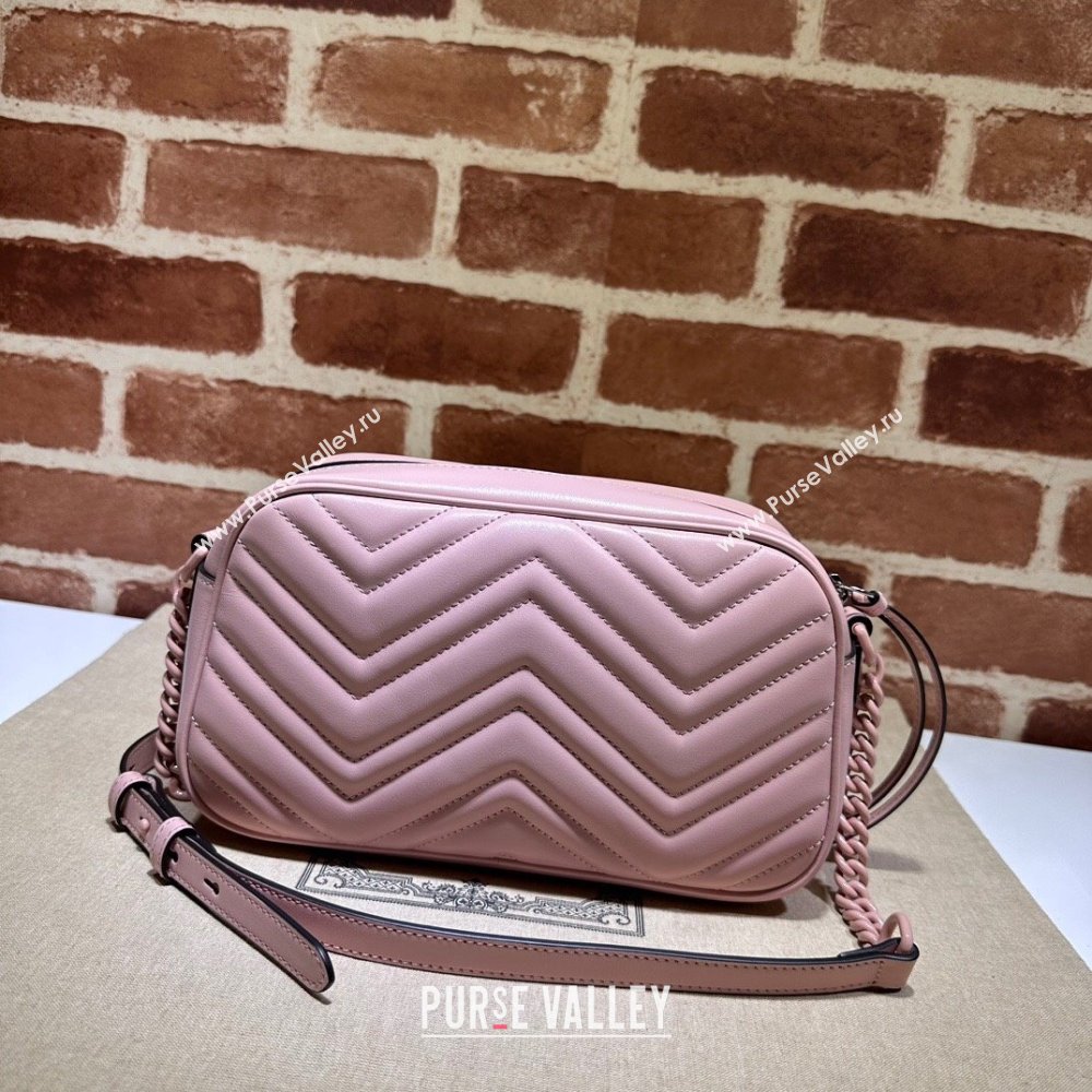 Gucci GG Marmont Small Shoulder Bag in Pink Leather 447632 2024 (DLH-24021943)