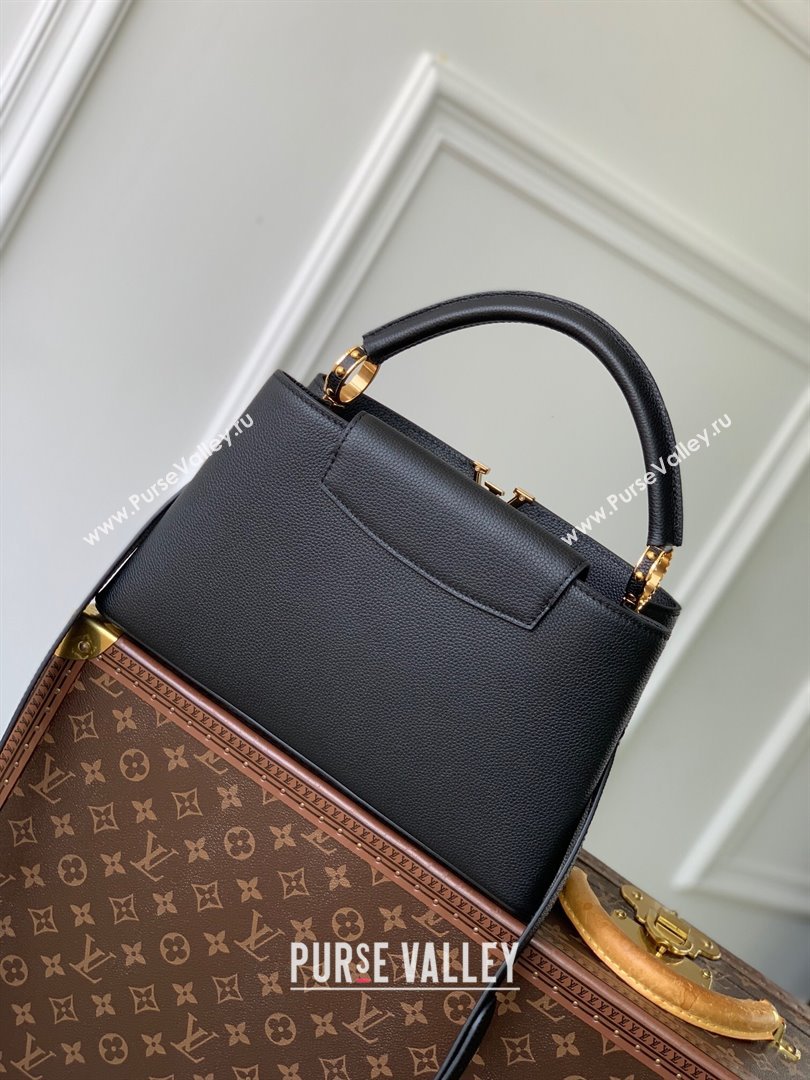 Louis Vuitton East West Capucines MM Bag in Taurillon Leather M24666 Black 2024 (K-24090713)