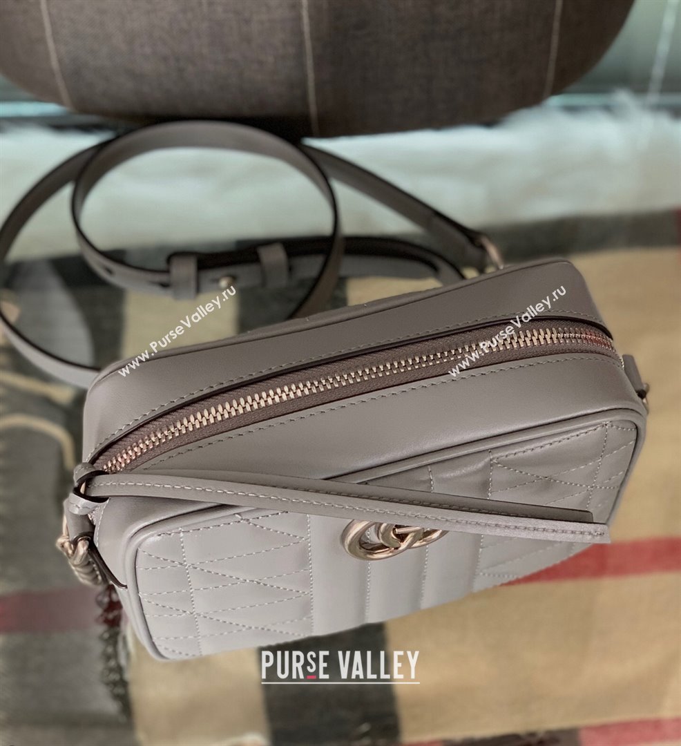 Gucci GG Marmont Geometric Leather Mini Shoulder Bag 634936 Dark Grey 2021 (DLH-21101550)