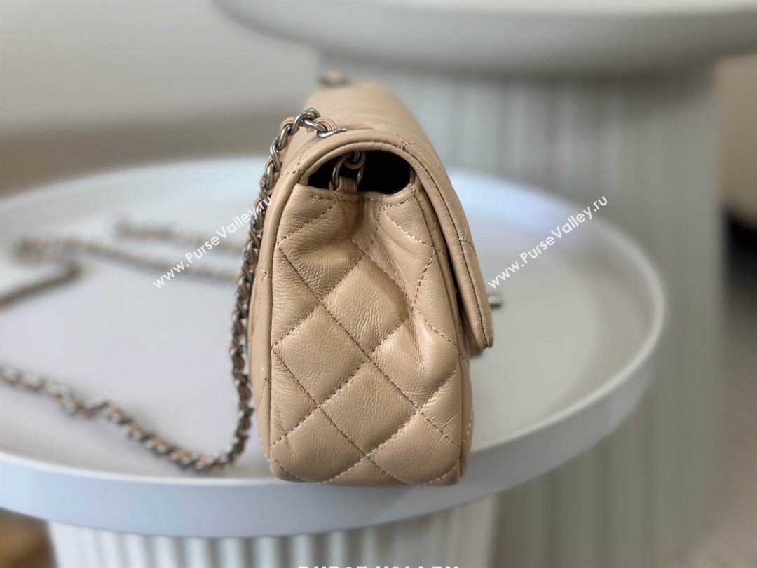 Chanel Lambskin Small Flap Bag with Entwined Ball AS1787 Apricot/Silver 2024 (SM-24040210)