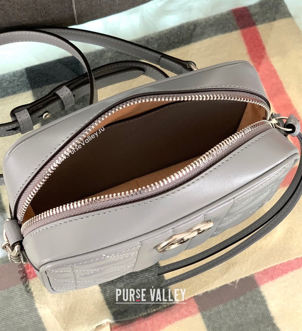 Gucci GG Marmont Geometric Leather Mini Shoulder Bag 634936 Dark Grey 2021 (DLH-21101550)