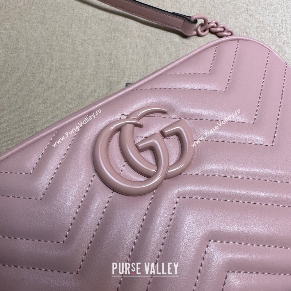 Gucci GG Marmont Small Shoulder Bag in Pink Leather 447632 2024 (DLH-24021943)