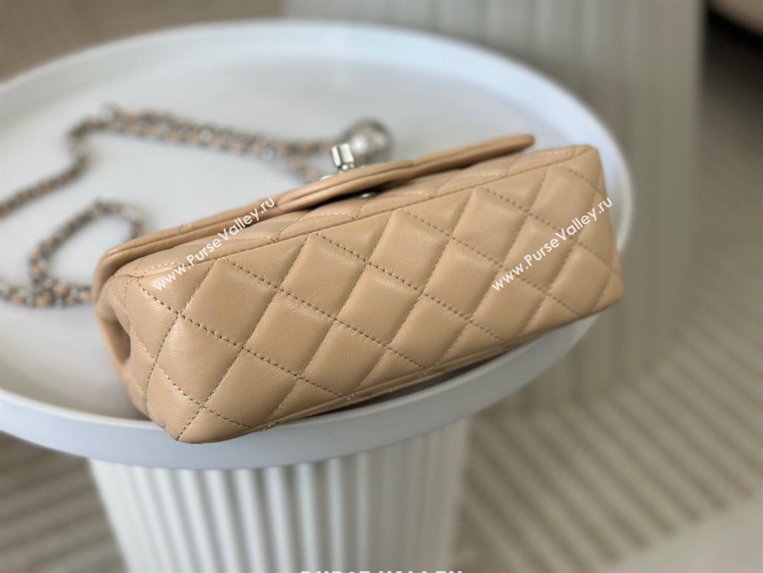 Chanel Lambskin Small Flap Bag with Entwined Ball AS1787 Apricot/Silver 2024 (SM-24040210)