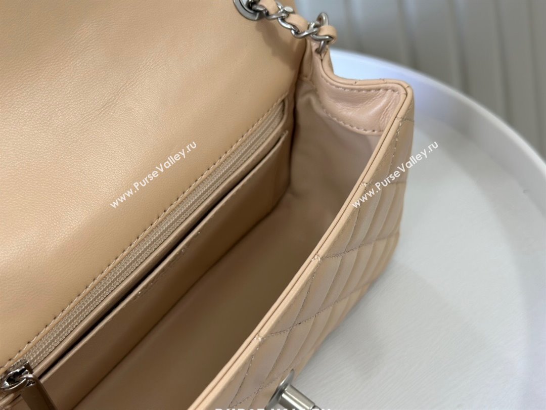 Chanel Lambskin Small Flap Bag with Entwined Ball AS1787 Apricot/Silver 2024 (SM-24040210)