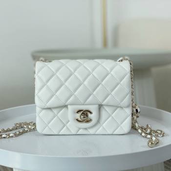Chanel Lambskin Mini Flap Bag with Soccer Ball AS1786 White/Gold 2024 (SM-24040212)