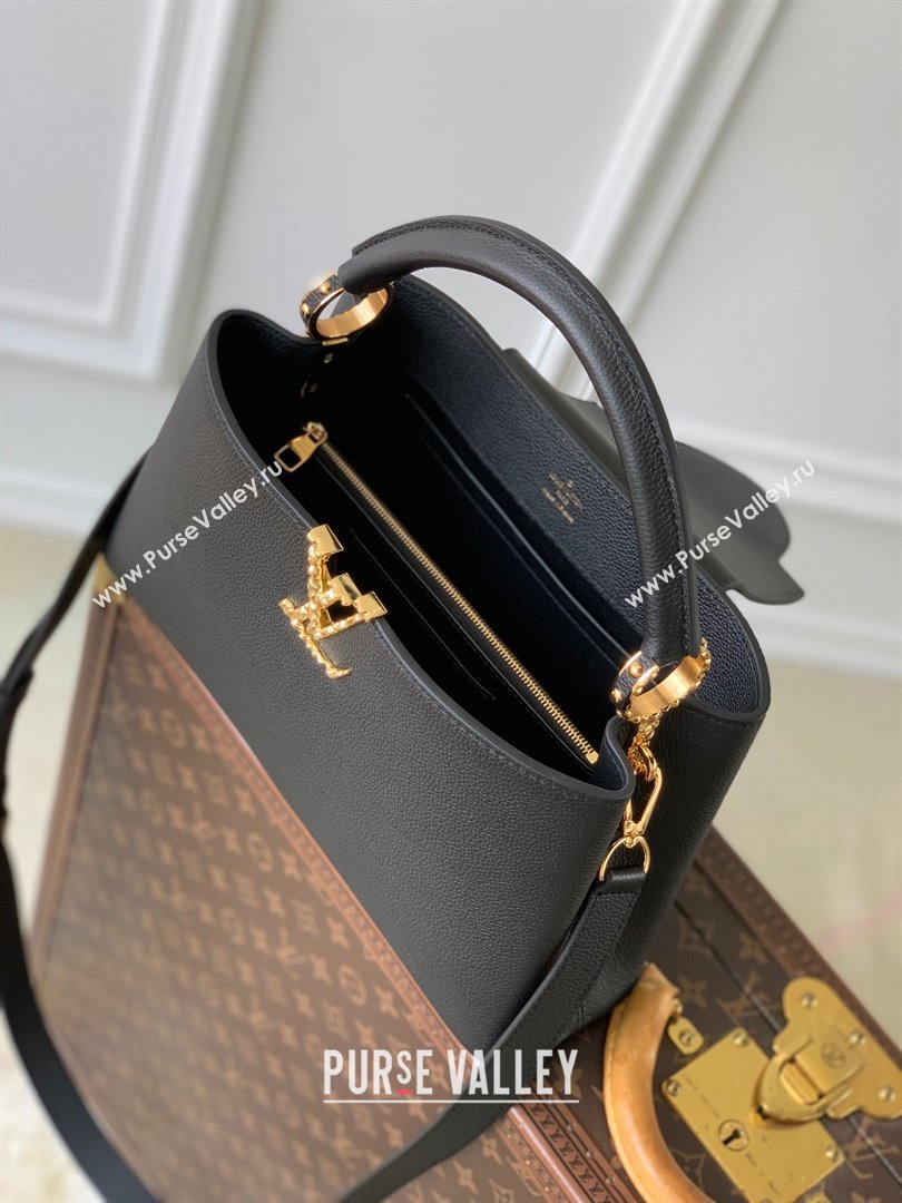 Louis Vuitton East West Capucines MM Bag in Taurillon Leather M24666 Black 2024 (K-24090713)