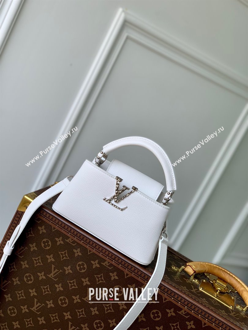 Louis Vuitton East West Capucines Mini Bag in Taurillon Leather M24666 White 2024 (K-24090714)