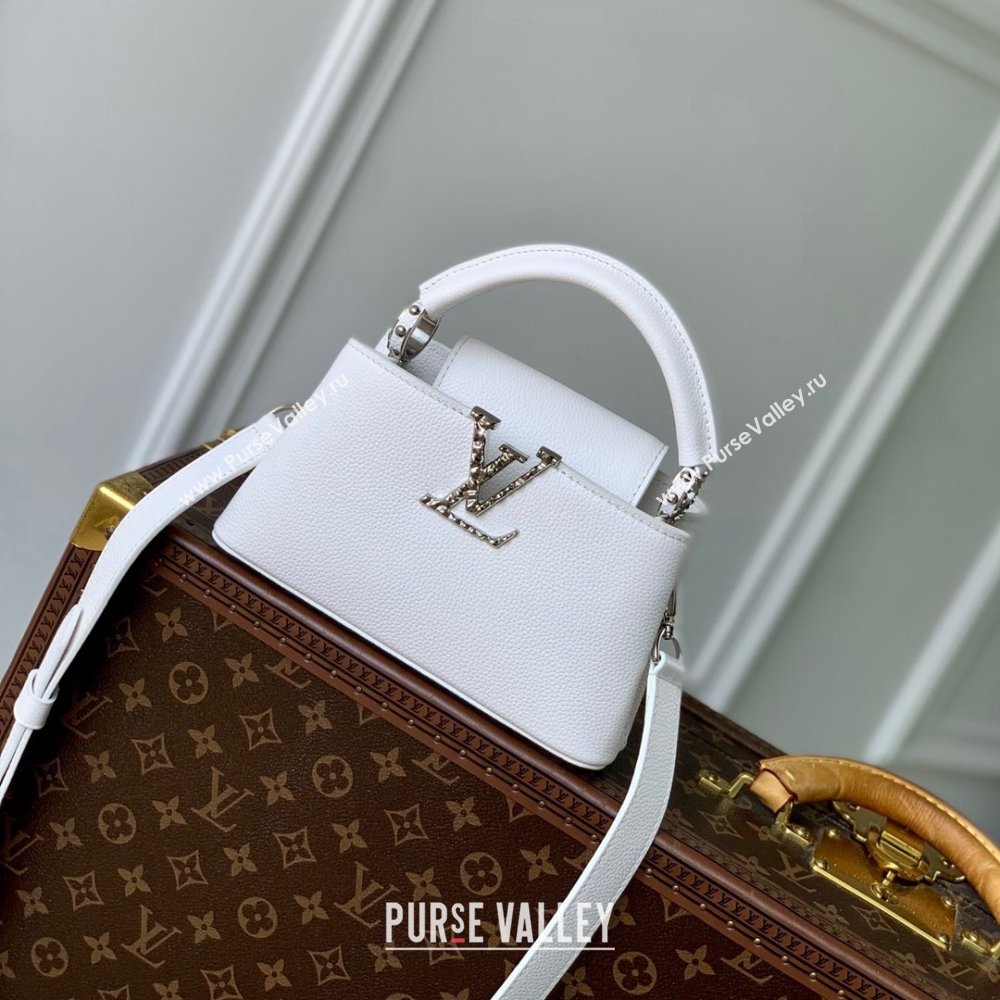 Louis Vuitton East West Capucines Mini Bag in Taurillon Leather M24666 White 2024 (K-24090714)