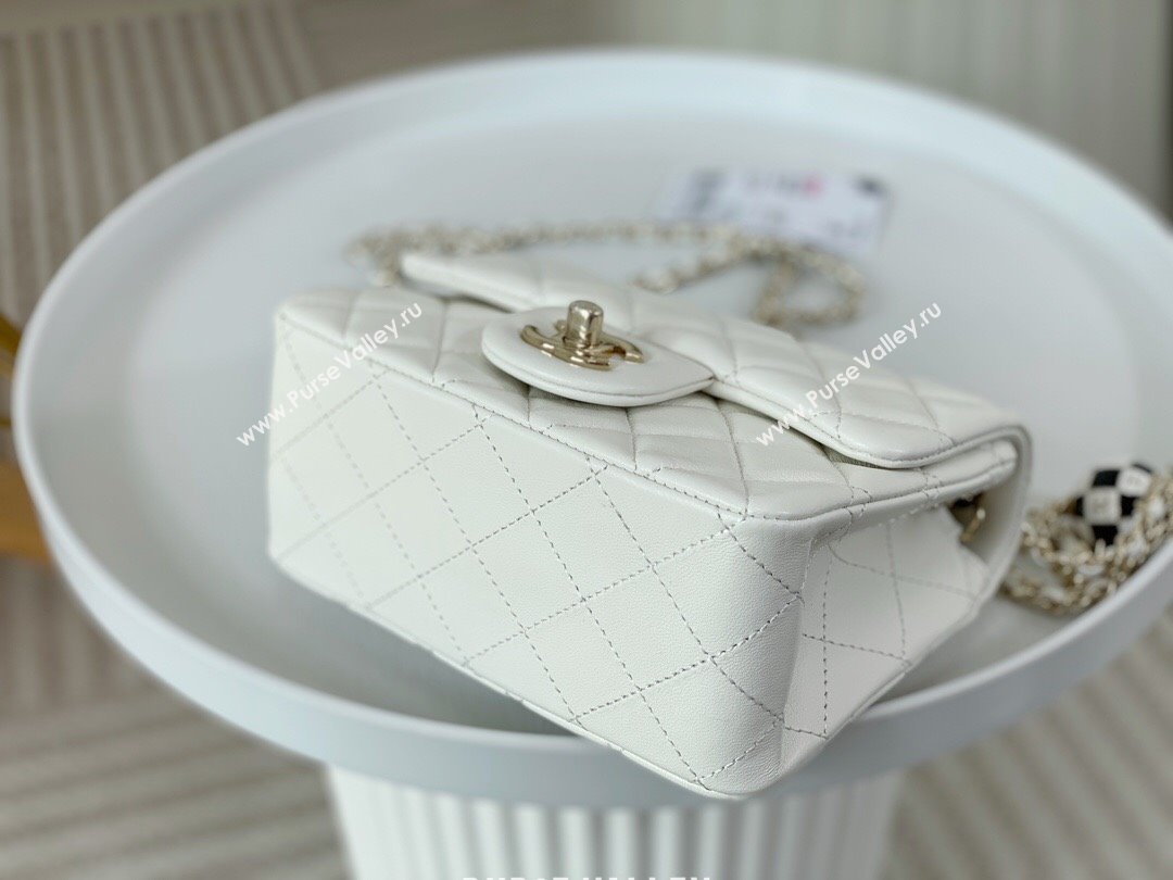 Chanel Lambskin Mini Flap Bag with Soccer Ball AS1786 White/Gold 2024 (SM-24040212)