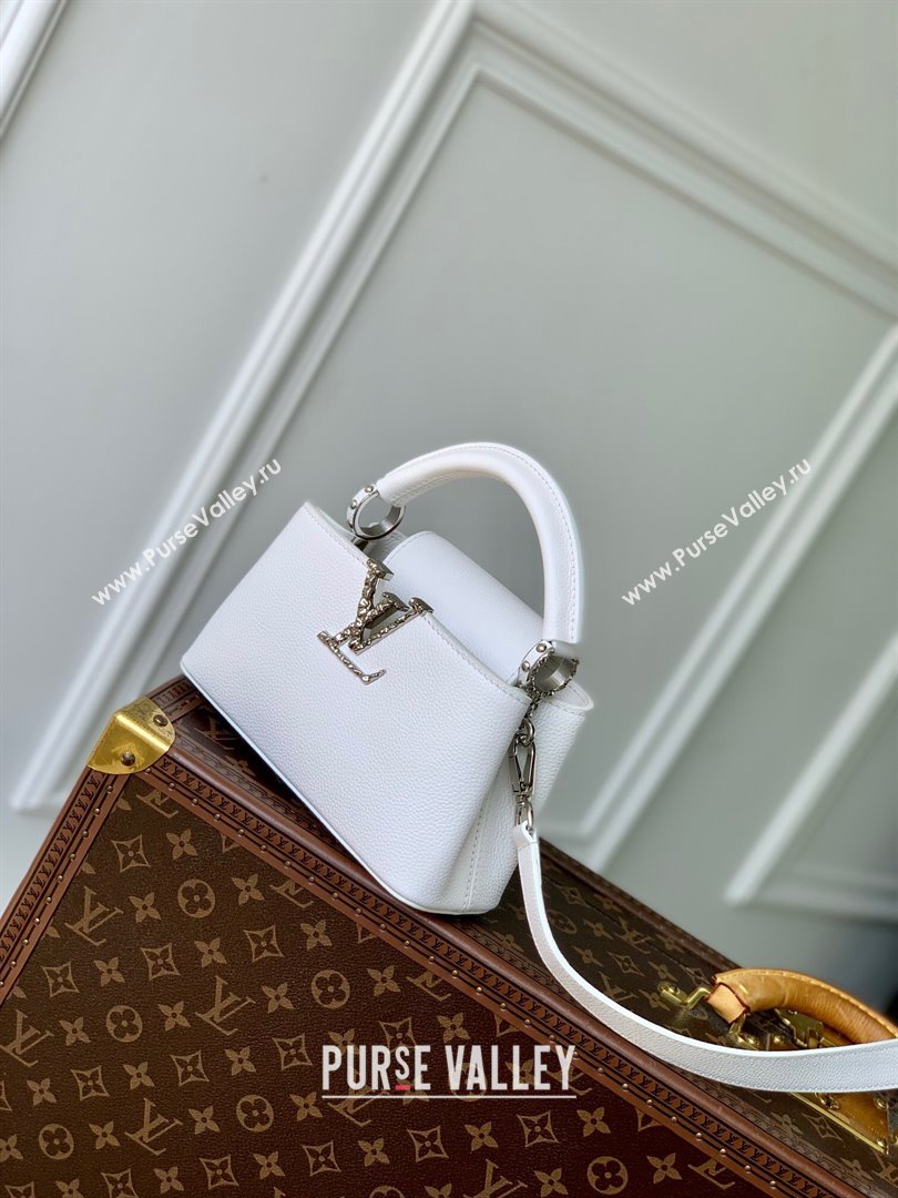 Louis Vuitton East West Capucines Mini Bag in Taurillon Leather M24666 White 2024 (K-24090714)