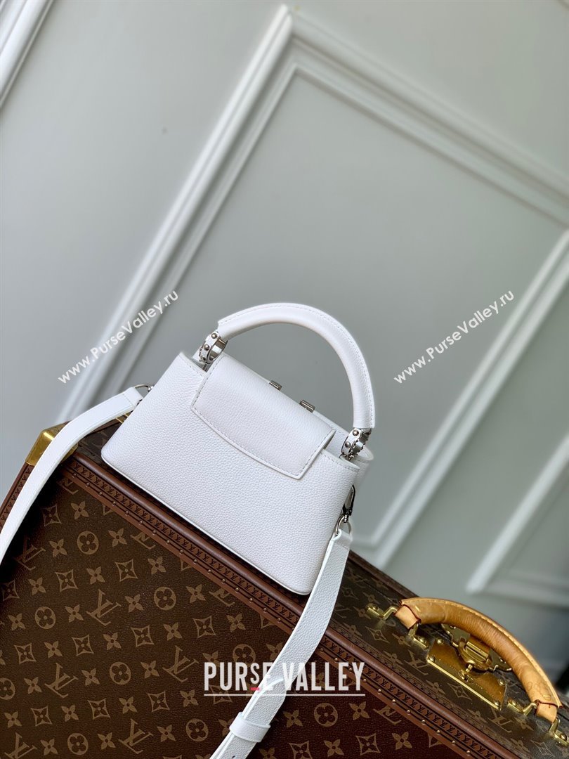 Louis Vuitton East West Capucines Mini Bag in Taurillon Leather M24666 White 2024 (K-24090714)