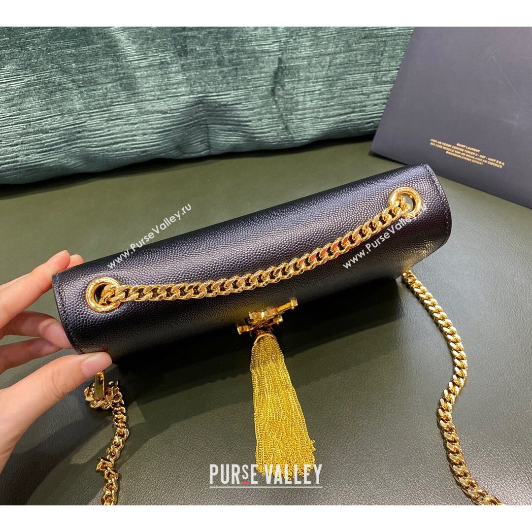 Saint Laurent Kate Small Chain and Tassel Bag in Grain Leather 474366 Black/Gold 2021 TOP (JUND-210823060)