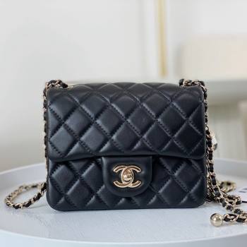 Chanel Lambskin Mini Flap Bag with Soccer Ball AS1786 Black/Gold 2024 (SM-24040213)