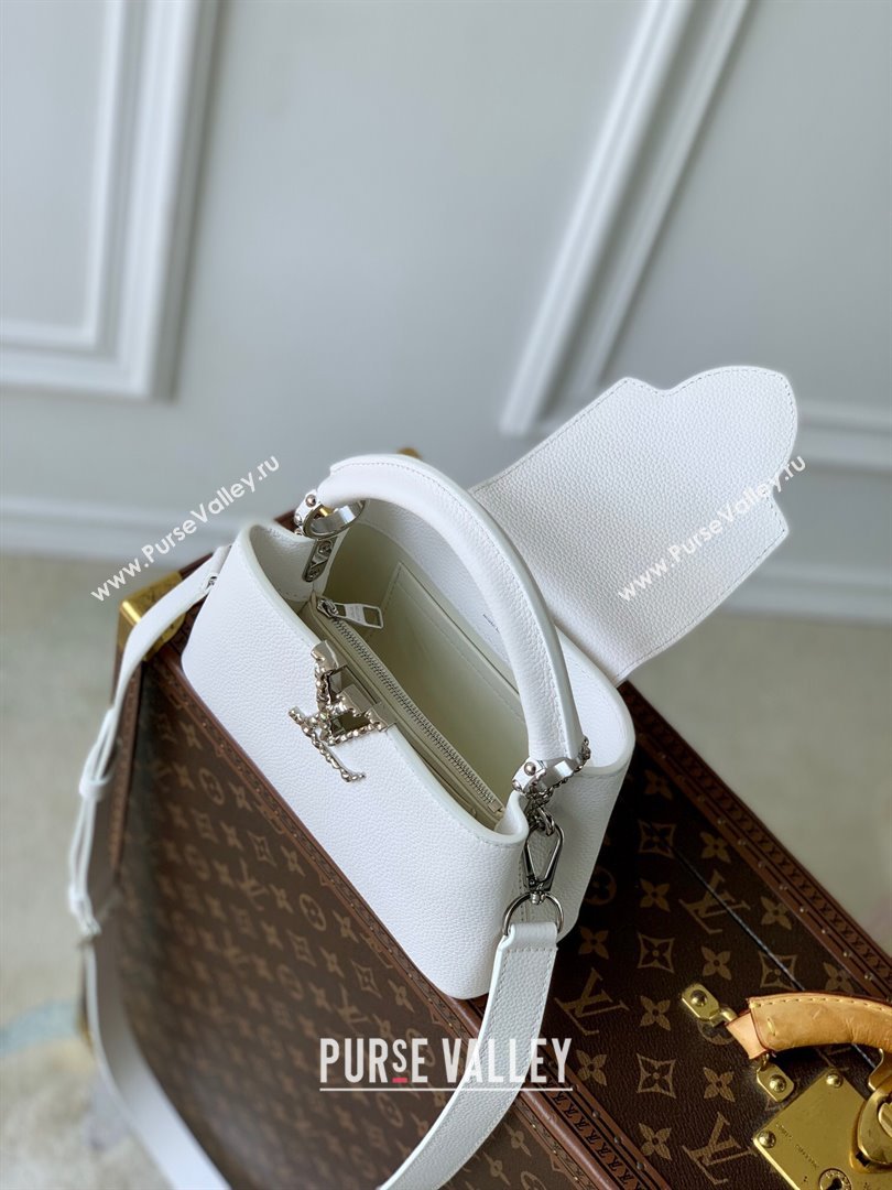 Louis Vuitton East West Capucines Mini Bag in Taurillon Leather M24666 White 2024 (K-24090714)