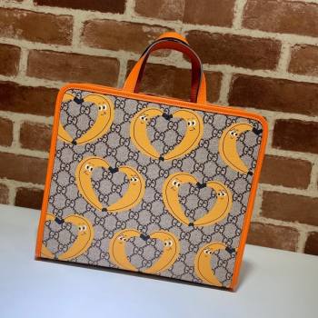 Gucci Childrens Nina Dzyvulska Banana Print Tote Bag 605614 Beige/Yellow/Orange 2021 (DLH-21090236)