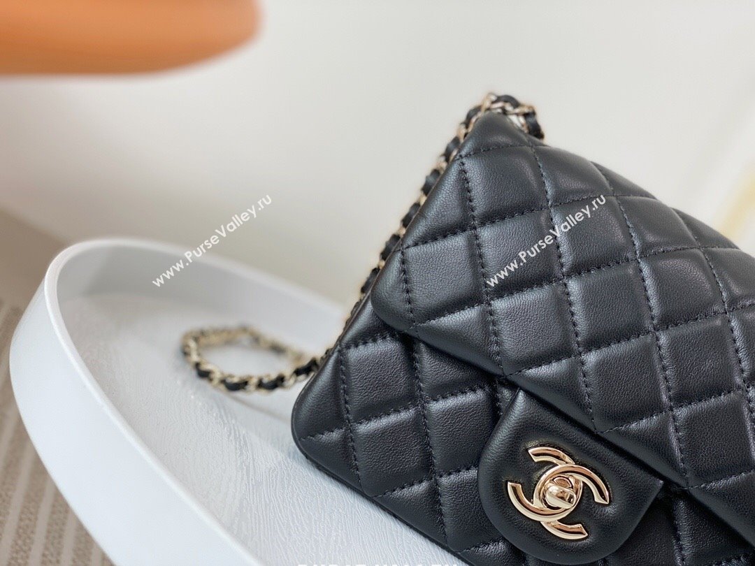 Chanel Lambskin Mini Flap Bag with Soccer Ball AS1786 Black/Gold 2024 (SM-24040213)