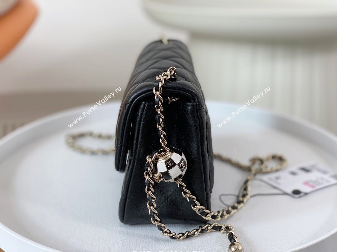 Chanel Lambskin Mini Flap Bag with Soccer Ball AS1786 Black/Gold 2024 (SM-24040213)