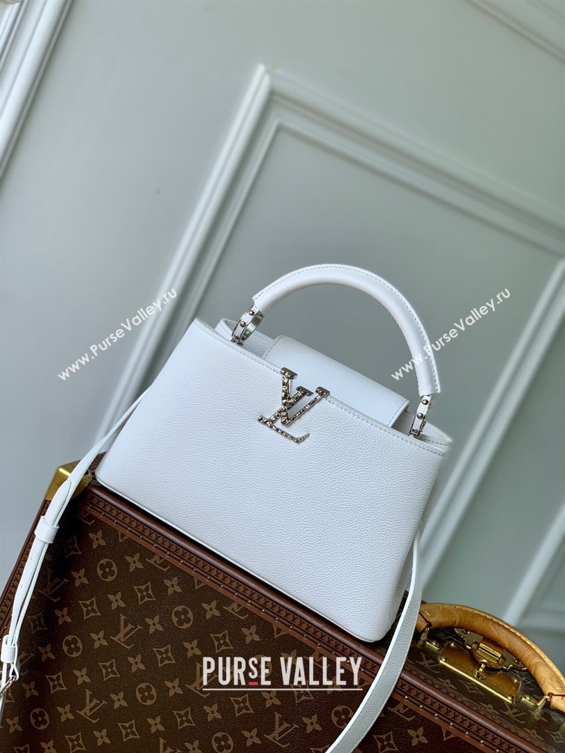 Louis Vuitton East West Capucines BB Bag in Taurillon Leather M24666 White 2024 (K-24090715)