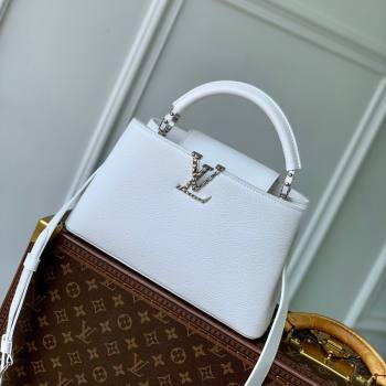 Louis Vuitton East West Capucines BB Bag in Taurillon Leather M24666 White 2024 (K-24090715)