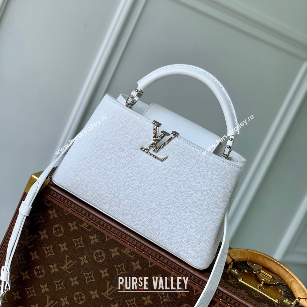 Louis Vuitton East West Capucines BB Bag in Taurillon Leather M24666 White 2024 (K-24090715)