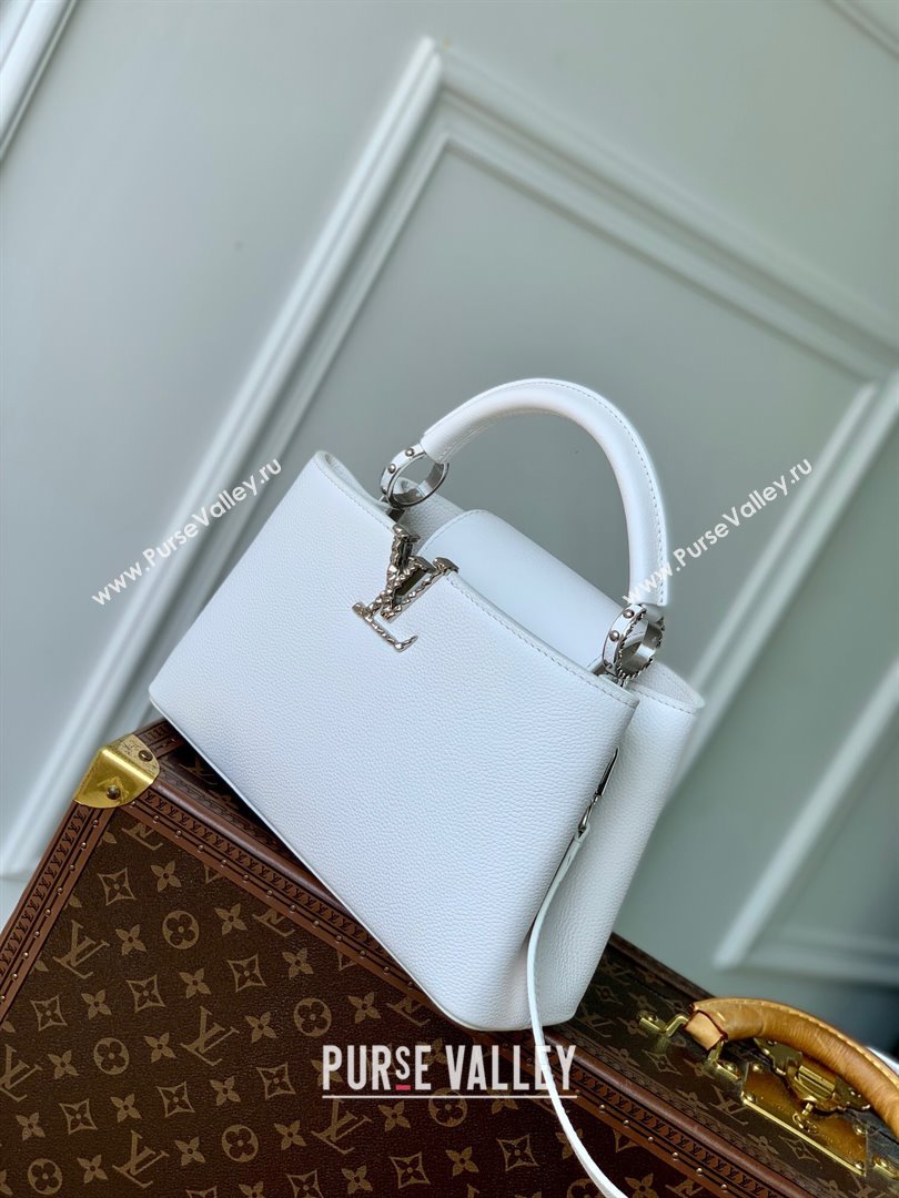 Louis Vuitton East West Capucines BB Bag in Taurillon Leather M24666 White 2024 (K-24090715)