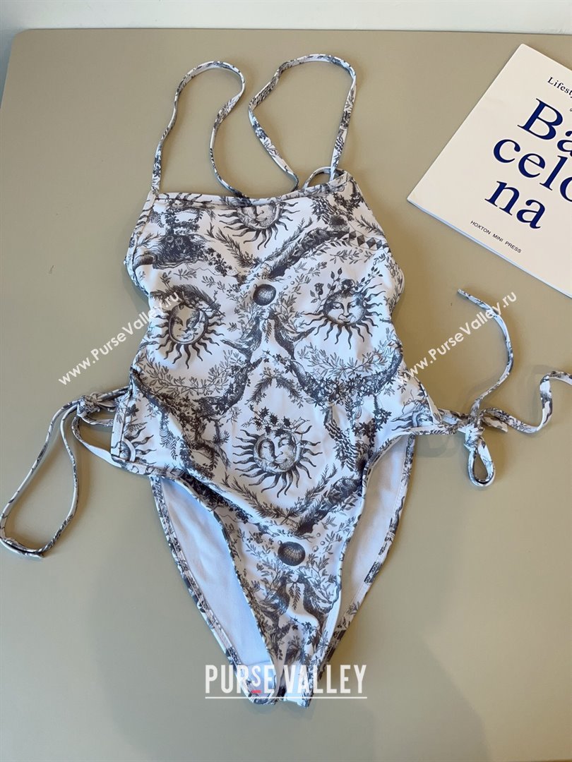 Dior Soleil One-Piece Swimwear White/Black 2025 (WM-250313047)