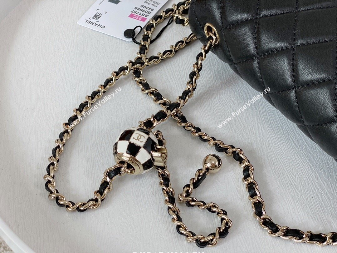 Chanel Lambskin Mini Flap Bag with Soccer Ball AS1786 Black/Gold 2024 (SM-24040213)