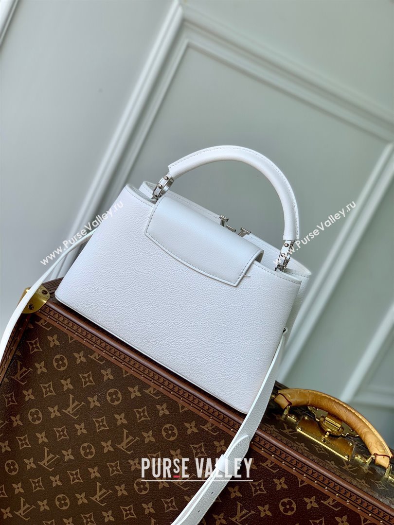 Louis Vuitton East West Capucines BB Bag in Taurillon Leather M24666 White 2024 (K-24090715)