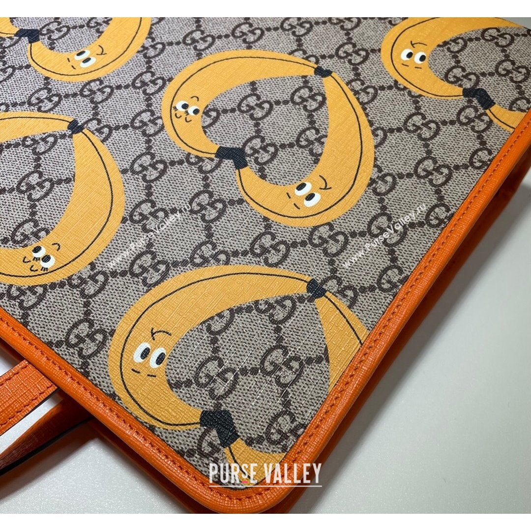 Gucci Childrens Nina Dzyvulska Banana Print Tote Bag 605614 Beige/Yellow/Orange 2021 (DLH-21090236)