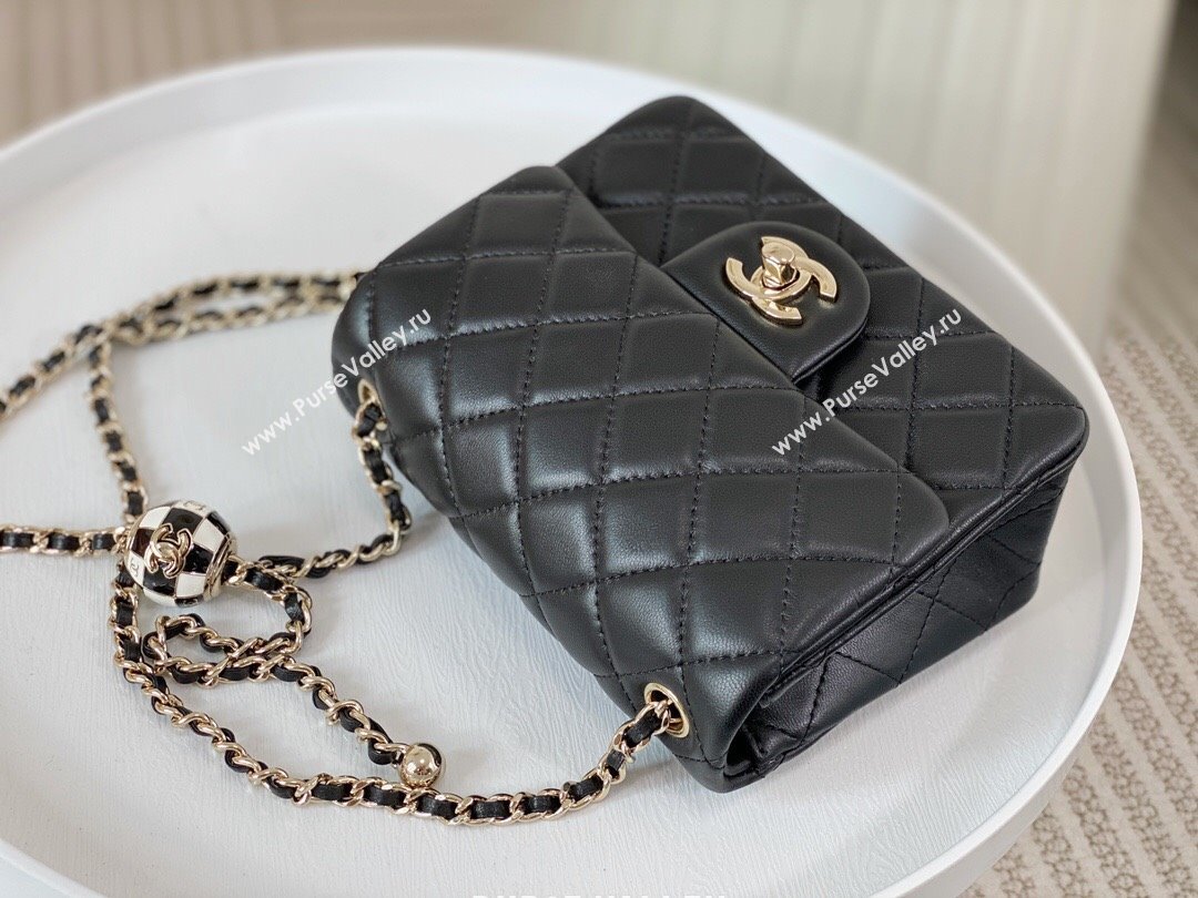 Chanel Lambskin Mini Flap Bag with Soccer Ball AS1786 Black/Gold 2024 (SM-24040213)
