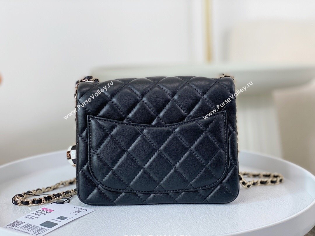 Chanel Lambskin Mini Flap Bag with Soccer Ball AS1786 Black/Gold 2024 (SM-24040213)