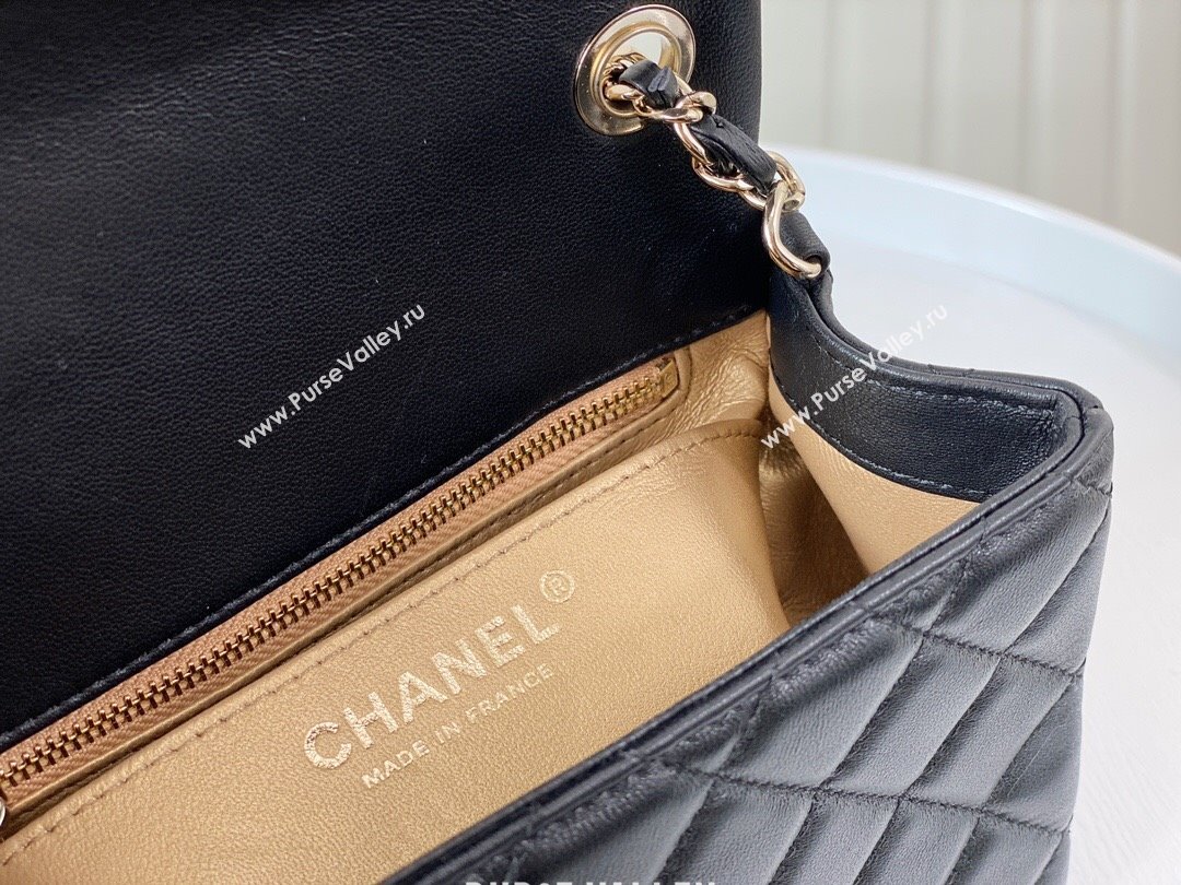 Chanel Lambskin Mini Flap Bag with Soccer Ball AS1786 Black/Gold 2024 (SM-24040213)