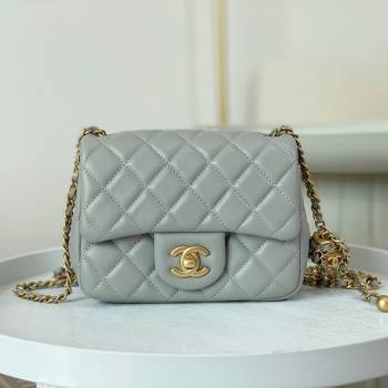 Chanel Lambskin Mini Flap Bag with Entwined Ball AS1786 Grey/Gold 2024 (SM-24040214)