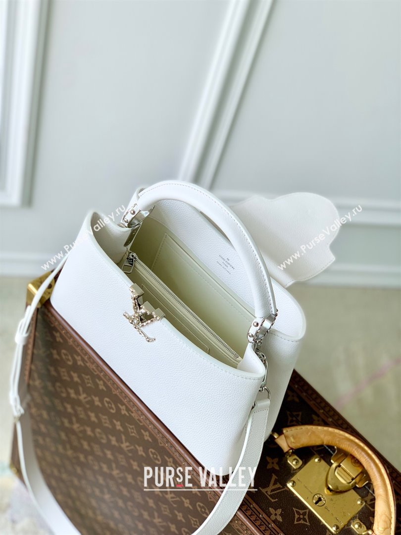 Louis Vuitton East West Capucines BB Bag in Taurillon Leather M24666 White 2024 (K-24090715)