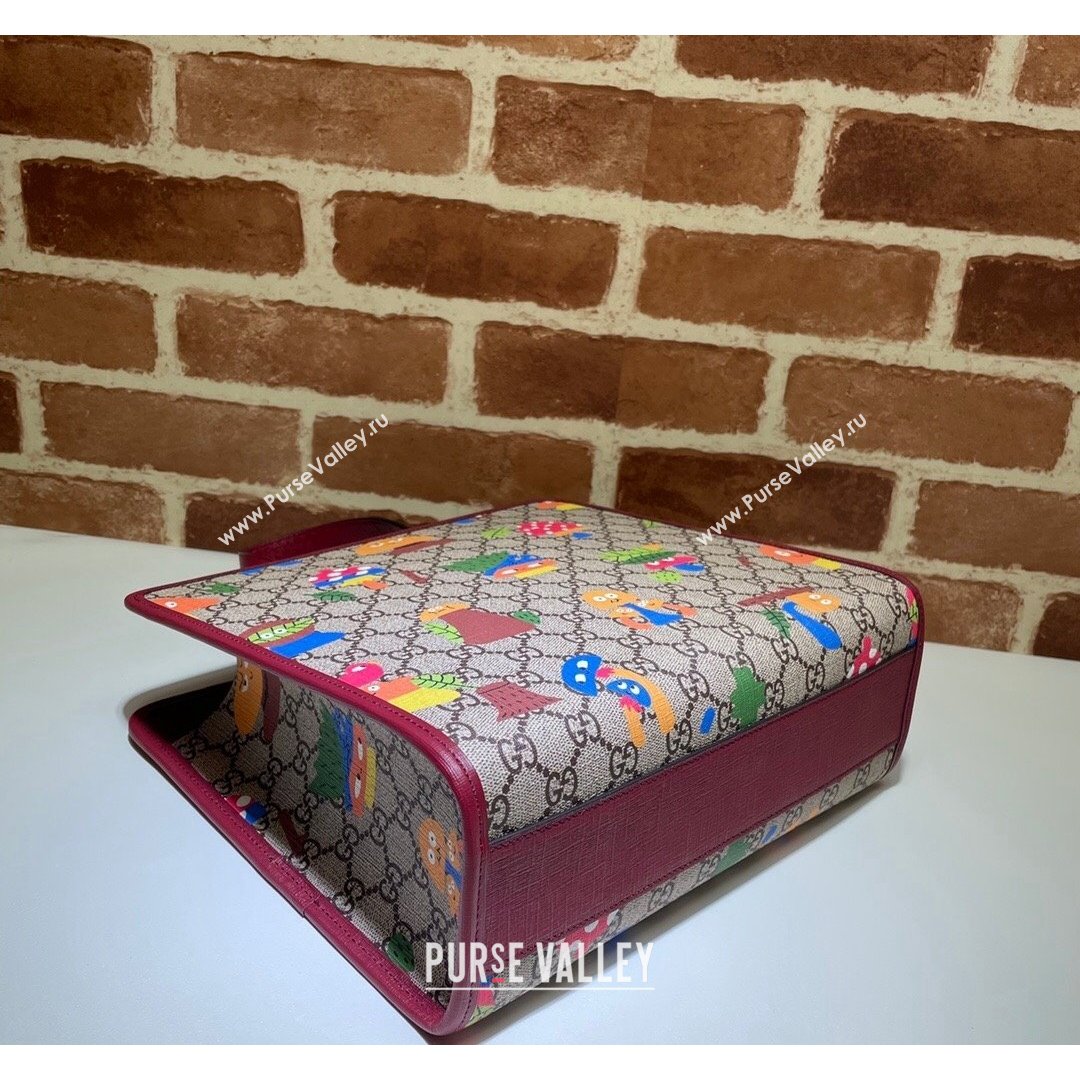 Gucci Childrens Woodland Tote Bag ‎605614 Beige/Red 2021 (DLH-21090237)