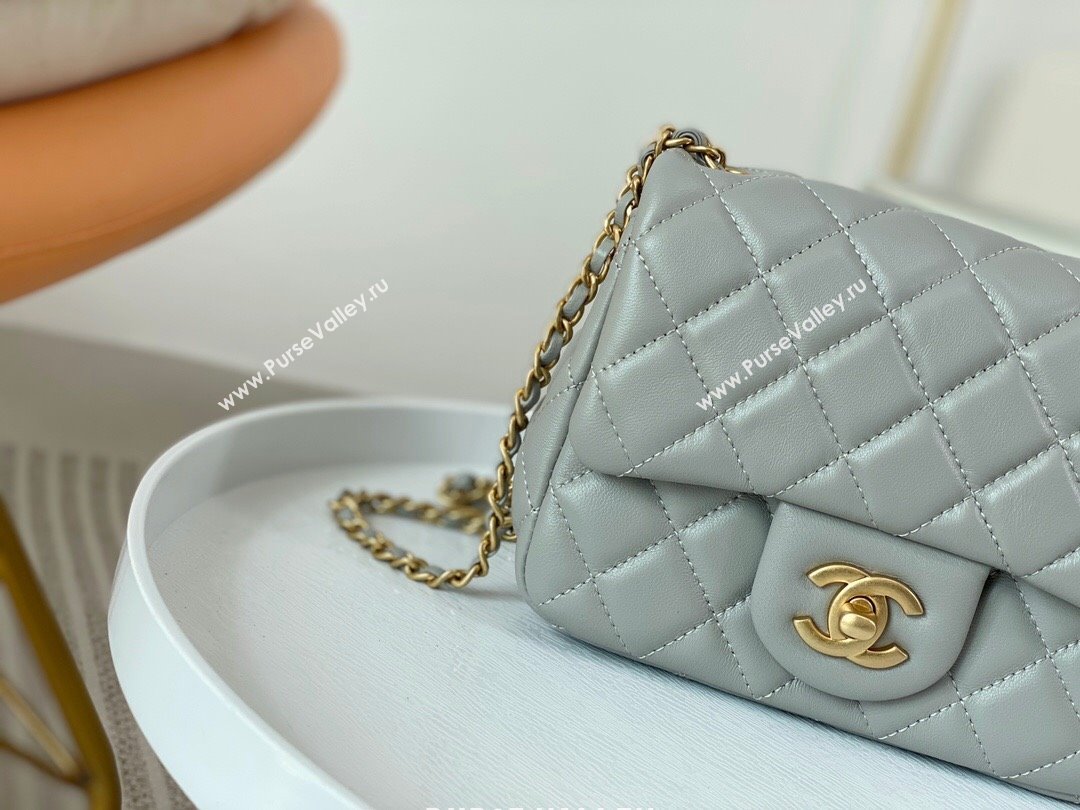 Chanel Lambskin Mini Flap Bag with Entwined Ball AS1786 Grey/Gold 2024 (SM-24040214)