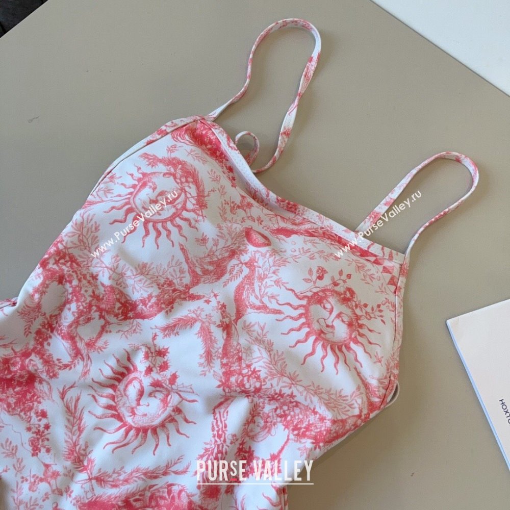 Dior Soleil One-Piece Swimwear White/Pink 2025 (WM-250313048)
