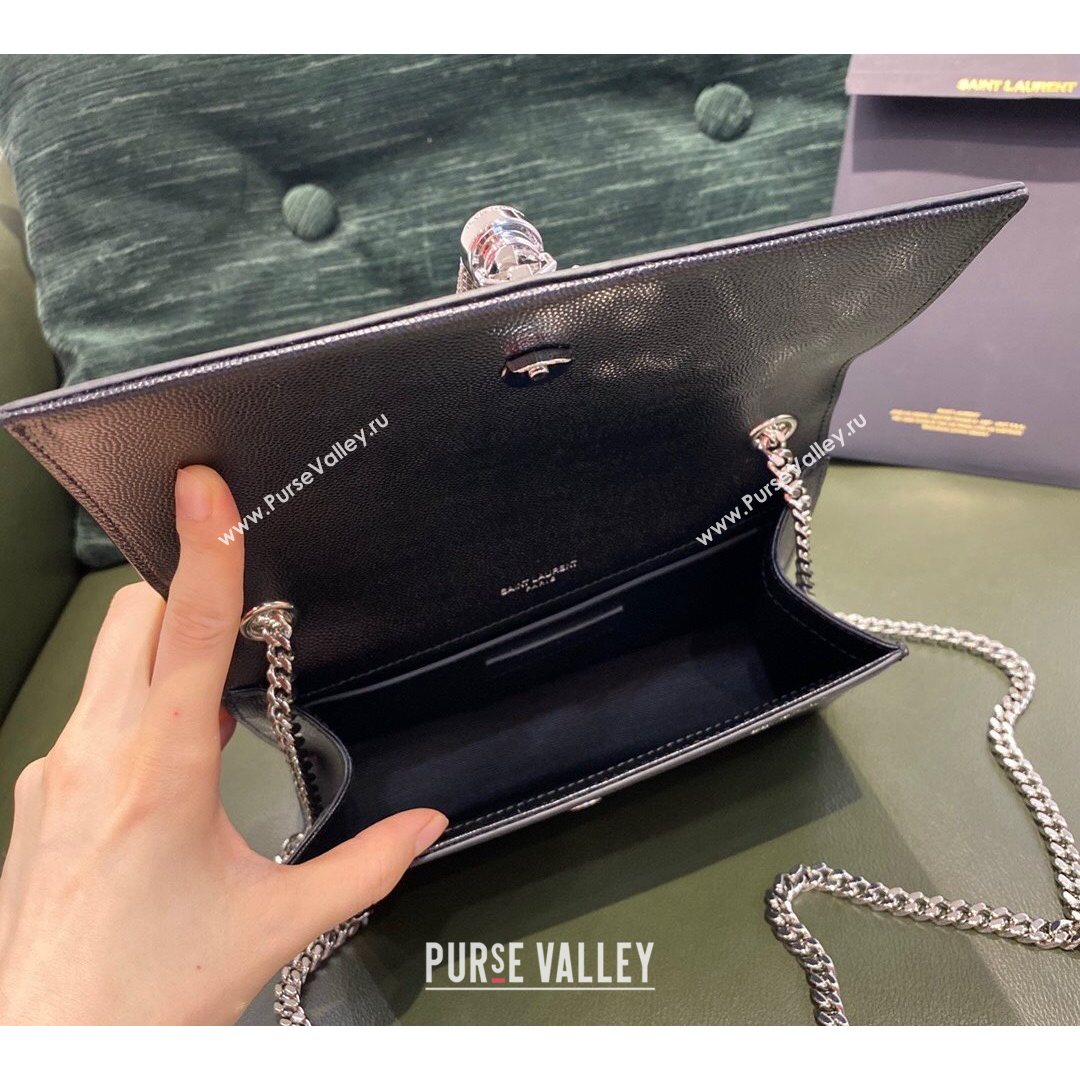 Saint Laurent Kate Small Chain and Tassel Bag in Grain Leather 474366 Black/Silver 2021 TOP (JUND-210823061)