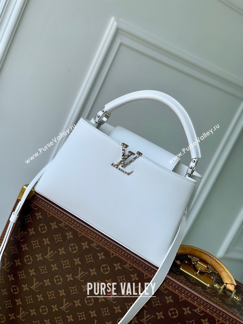 Louis Vuitton East West Capucines BB Bag in Taurillon Leather M24666 White 2024 (K-24090716)