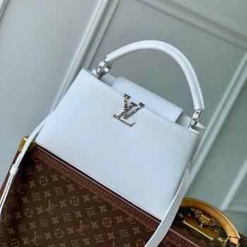 Louis Vuitton East West Capucines BB Bag in Taurillon Leather M24666 White 2024 (K-24090716)